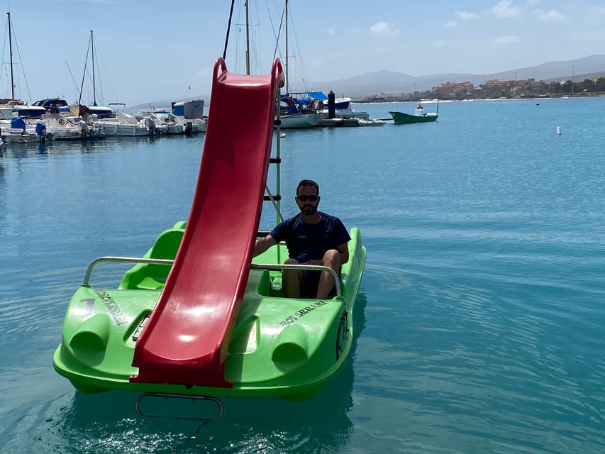 Caleta de Fuste: Pedalo with slide rental - The Slide Moment: Splashing Safely Into the Ocean
